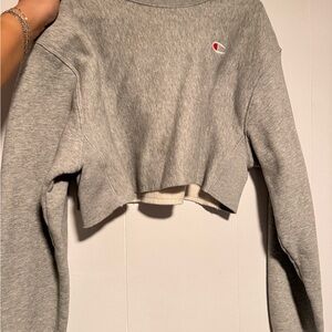 Champion Heather Gray Sweatshirt with Red Logo